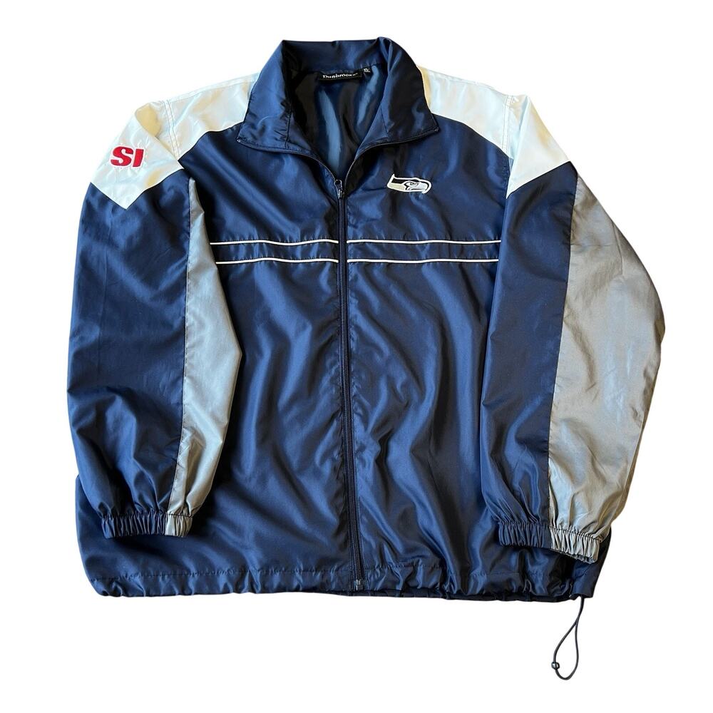 Y2K Seattle Seahawks NFL Dunbrooke Front Zip Lined Windbreaker Jacket Men XL